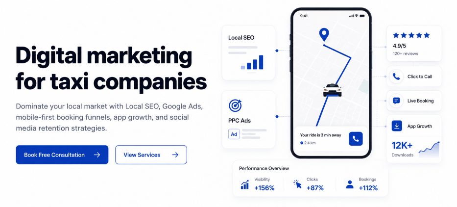 Digital Marketing for Taxi Companies: Guide to Dominating Your Local Market
