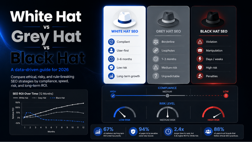 White Hat vs Grey Hat vs Black Hat SEO: A Data-Driven Guide for 2026